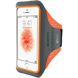 Mobiparts Comfort Fit Telefoonhouder Hardlopen iPhone SE (2016) Sport Hoesje Neopreen Sportarmband - Neon Orange