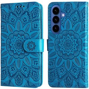 Mobigear Sunflower Samsung Galaxy S26 Plus Hoesje Bookcase Portemonnee - Blauw