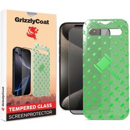 GrizzlyCoat Easy Align AntiSpy iPhone 15 Pro Glazen Screenprotector Privacy - Case Friendly + Installatie Frame - Zwart