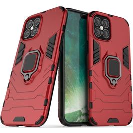 Mobigear Armor Ring iPhone 12 Pro Max Hoesje Hardcase Backcover Shockproof met Ringhouder - Rood