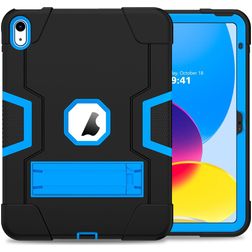 Mobigear ShieldStand iPad 10 (2022) Hoes Hard Kunststof,Siliconen Backcover + Standaard - Zwart / Blauw