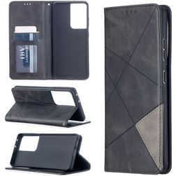 Mobigear Rhombus Slim Samsung Galaxy S21 Ultra Hoesje Bookcase - Zwart