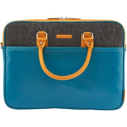 Valenta Laptop leather Echt Leer Laptop Aktetas 15.6 inch Laptoptas + Handvat - Ocean Blue