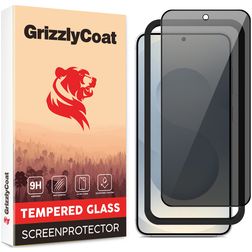 GrizzlyCoat Easy Fit Samsung Galaxy S25 Edge Glazen Screenprotector Privacy - Case Friendly + Installatie Frame - Zwart