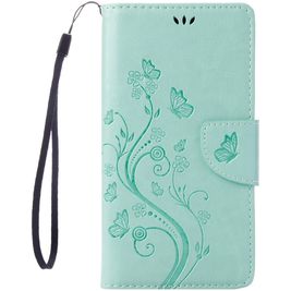Mobigear Flowers iPhone 7 Hoesje Bookcase Portemonnee - Turquoise