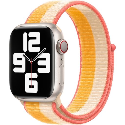 Mobigear Woven Nylon Apple Watch Bandje Klittenbandsluiting - 42/41/40/38 mm - Geel / Beige