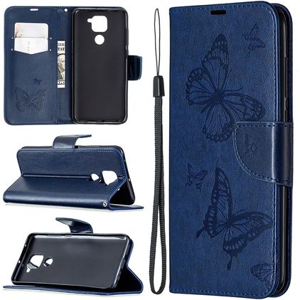 Mobigear Butterfly Xiaomi Redmi Note 9 Hoesje Bookcase Portemonnee - Blauw
