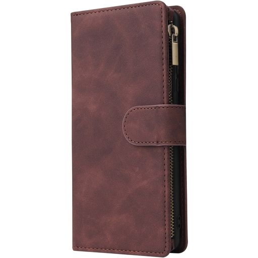 Mobigear Zipper Samsung Galaxy S10 Lite Hoesje Bookcase Portemonnee - Bruin