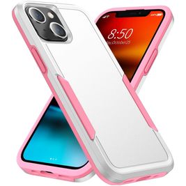 Mobigear Heavy Armor iPhone 14 Plus Hoesje Hardcase Backcover Shockproof - Wit / Roze