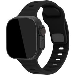 Mobilize Sports Siliconen Apple Watch Bandje Druksluiting - 42/41/40/38 mm - Zwart