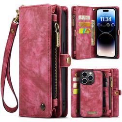 Caseme 008 iPhone 14 Pro Hoesje Uitneembare 2in1 Bookcase Portemonnee - Rood