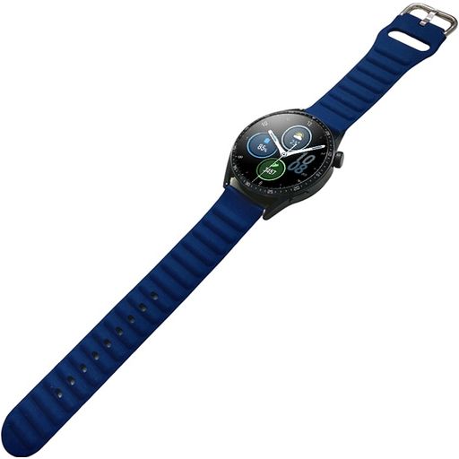 Mobigear Bumpy Siliconen Smartwatch Bandje Gespsluiting - Universeel 22 mm connector - Donkerblauw
