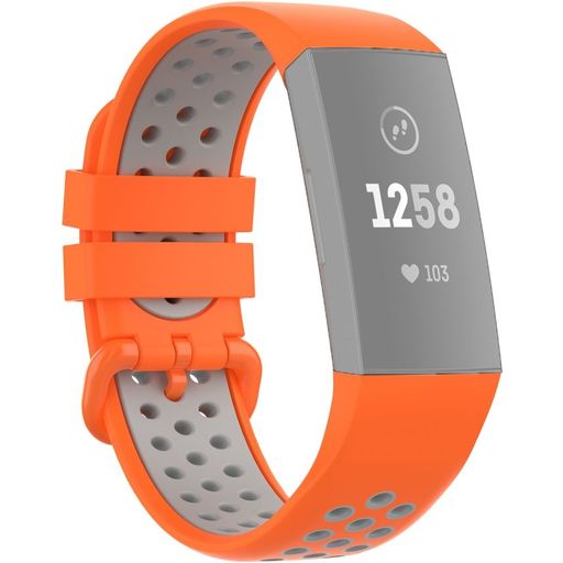 Mobigear Sport Plus Buckle Siliconen Fitbit Charge 3 Bandje Gespsluiting - Oranje