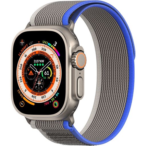 Dux Ducis YJ Nylon Apple Watch Bandje Klittenbandsluiting - 49/46/45/44 mm - Blauw / Grijs