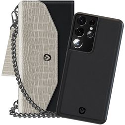 Valenta Luxe Samsung Galaxy S21 Ultra Hoesje Uitneembare 2in1 Clutch - Zwart