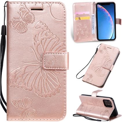 Mobigear Butterfly iPhone 11 Pro Hoesje Bookcase Portemonnee - Roségoud