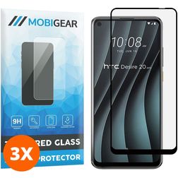 Mobigear Premium HTC Desire 20 Pro Glazen Screenprotector - Case Friendly - Zwart (3-Pack)