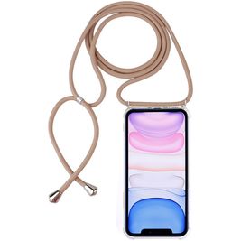 Mobigear Lanyard iPhone 11 Flexibel TPU Hoesje met koord - Transparant / Bruin