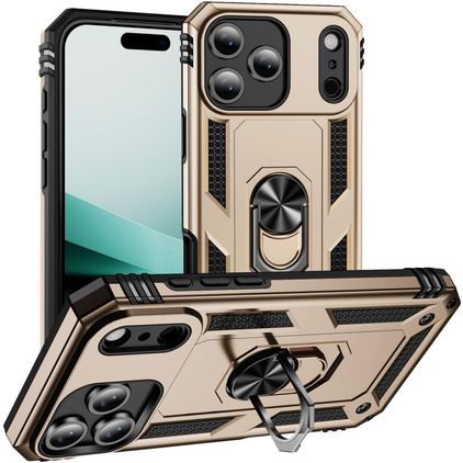 Mobigear Armor Ring iPhone 18 Pro Hoesje Hardcase Backcover Shockproof met Ringhouder - Goud