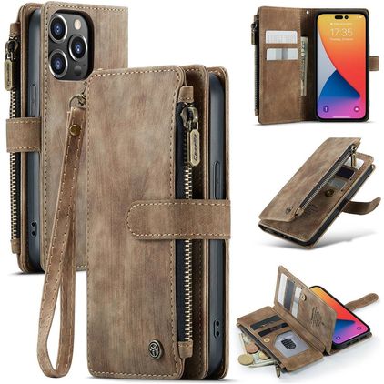 Caseme C30 iPhone 14 Pro Hoesje Bookcase Portemonnee - Bruin