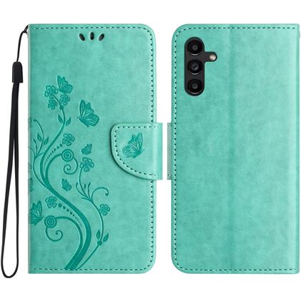 Mobigear Flowers Samsung Galaxy A56 Hoesje Bookcase Portemonnee - Groen