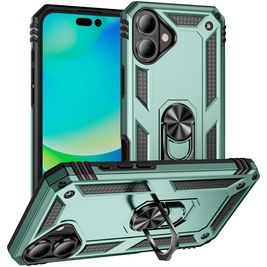 Mobigear Armor Ring iPhone 17 Hoesje Hardcase Backcover Shockproof met Ringhouder - Groen
