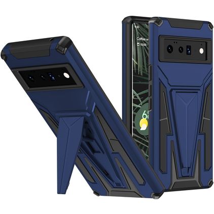 Mobigear Armor Stand Google Pixel 6 Pro Hoesje Hardcase Backcover Shockproof met Standaard - Blauw