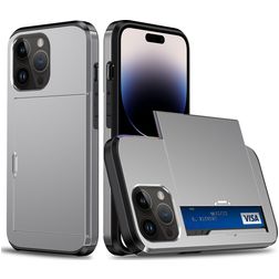 Mobigear Card iPhone 15 Pro Max Hoesje Hardcase Backcover Shockproof met Pasjeshouder - Grijs