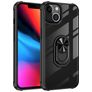 Mobigear Crystal Ring iPhone 14 Hoesje Hardcase Backcover met Ringhouder - Transparant / Zwart