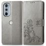 Mobigear Clover Motorola Edge 30 Pro Hoesje Bookcase Portemonnee - Grijs