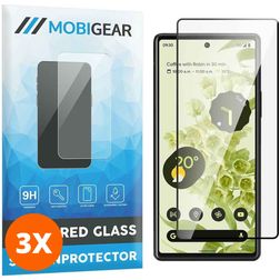 Mobigear Premium Google Pixel 6a Glazen Screenprotector - Case Friendly - Zwart (3-Pack)