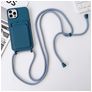 Mobigear Lanyard Card iPhone 15 Pro Max Siliconen Hoesje met koord en Pasjeshouder - Donkerblauw