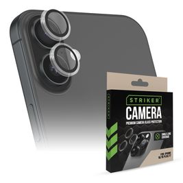 Striker Single Lens iPhone 16 Plus Glazen Camera Lens Protector - Case Friendly - Zwart