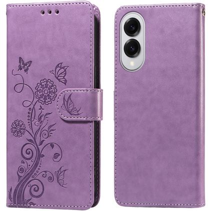 Mobigear Flowers Samsung Galaxy S25 Edge Hoesje Bookcase Portemonnee - Paars