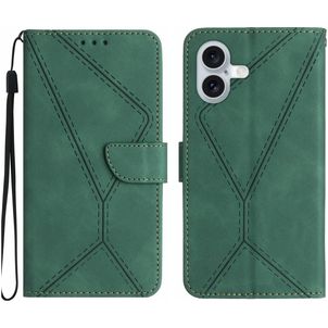Mobigear Stitch iPhone 17 Hoesje Bookcase Portemonnee - Groen