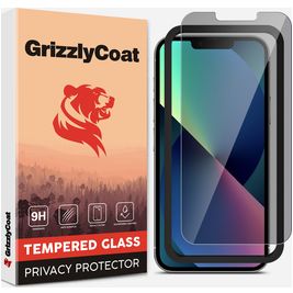 GrizzlyCoat Easy Fit AntiSpy iPhone 13 Mini Glazen Screenprotector Privacy - Case Friendly + Installatie Frame