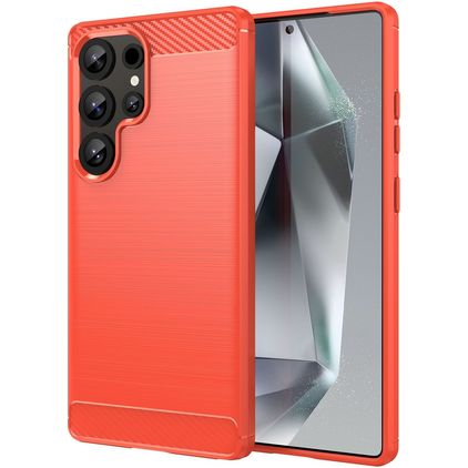 Mobigear Brushed Slim Samsung Galaxy S25 Ultra Hoesje Flexibel TPU Backcover - Rood