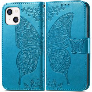 Mobigear Butterfly iPhone 13 Mini Hoesje Bookcase Portemonnee - Blauw