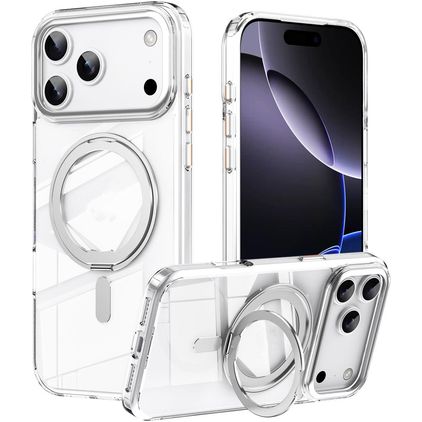 Mobigear Frosted Mag iPhone 17 Pro MagSafe Hoesje Hardcase Backcover met Standaard - Zilver