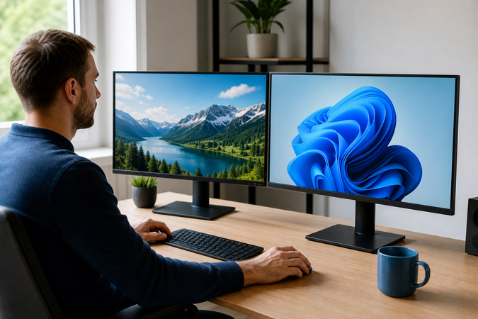 Hoe zet je 2 schermen naast elkaar in Windows?