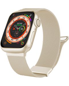 Mobigear Luxury Loop Milanese Apple Watch Bandje Magneetsluiting - 42/41/40/38 mm - Sterrenlicht