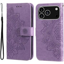 Mobigear Flowers iPhone 17 Pro Hoesje Bookcase Portemonnee - Paars