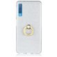 Mobigear Glitter Ring Samsung Galaxy A7 (2018) Hoesje Flexibel TPU Backcover met Ringhouder - Zilver