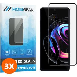Mobigear Premium Motorola Edge 20 Pro Glazen Screenprotector - Case Friendly - Zwart (3-Pack)