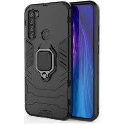 Mobigear Armor Ring Xiaomi Redmi Note 8T Hoesje Hardcase Backcover Shockproof met Ringhouder - Zwart
