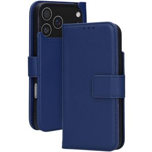 Mobiparts Wallet iPhone 17 Pro Max MagSafe Hoesje Echt Leer Bookcase Portemonnee - Blauw