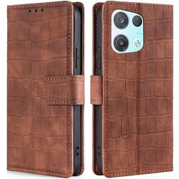 Mobigear Croco OPPO Reno 8 Pro 5G Hoesje Bookcase Portemonnee - Bruin