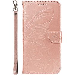 Mobigear Butterfly Samsung Galaxy S25 Ultra Hoesje Bookcase Portemonnee - Roségoud
