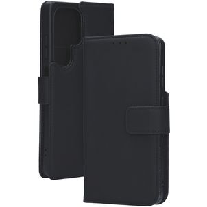 Mobiparts Samsung Galaxy S25 Ultra Hoesje Echt Leer Bookcase Portemonnee - Zwart