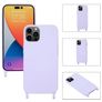 Mobigear Lanyard iPhone 14 Pro Max Siliconen Hoesje met koord - Paars
